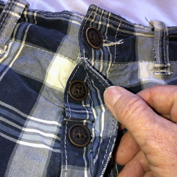 Abercrombie & Fitch Shorts Plaid Blue White Button Fly Mens Size 33 - Picture 2 of 12